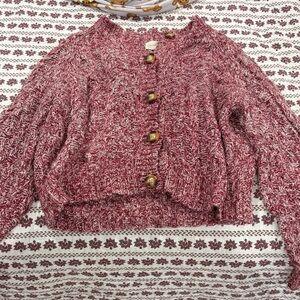 Universal Thread Marled Rose Red Button-Up Knit Cardigan